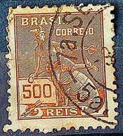 Brazil Stamp Regular Cod Rhm 304 Grandma Mercury And Globe 500 Kings Filigree N 1936 Circulated 6 1936 Circulated 6 - Usados