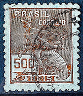 Brazil Stamp Regular Cod Rhm 304 Grandma Mercury And Globe 500 Kings Filigree N 1936 Circulated 10 1936 Circulated 10 - Usados