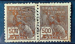 Brazil Stamp Regular Cod Rhm 304 Grandma Mercury And Globe 500 Kings Filigree N 1936 Pair Circulated 2 1936 Par Circulat - Usados