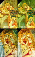 G 189/190 C&C 2246/2247 4 SCHEDE USATE NATALE GIOTTO VARIANTE COLORI DIVERSI - Errori & Varietà