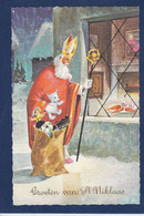 CPA Saint Nicolas Père Noël Santa Claus Nicolo Nicolaas Non Circulé Ours En Peluche - Sinterklaas