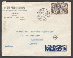 1951 Lettre Avion Pour Les USA PA 24seul - 1927-1959 Covers & Documents