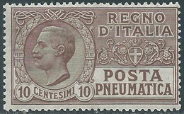 1913-23 REGNO POSTA PNEUMATICA 10 CENT MNH ** - RF39-2 - Poste Pneumatique