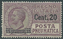 1924-25 REGNO POSTA PNEUMATICA SOPRASTAMPATO 20 SU 15 CENT MNH ** - RF39-4 - Posta Pneumatica
