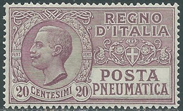 1925 REGNO POSTA PNEUMATICA 20 CENT LUSSO MNH ** - RF39-4 - Pneumatic Mail