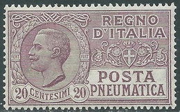 1925 REGNO POSTA PNEUMATICA 20 CENT LUSSO MNH ** - RF39-5 - Correo Neumático