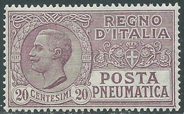 1925 REGNO POSTA PNEUMATICA 20 CENT LUSSO MNH ** - RF39-5 - Pneumatic Mail