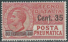 1927 REGNO POSTA PNEUMATICA SOPRASTAMPATO 35 SU 40 CENT MNH ** - RF39-5 - Pneumatic Mail