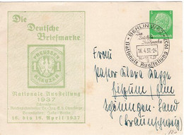 54113 - Deutsches Reich - 1937 - 5Pfg Hindenburg PGAKte "Die Deutsche Briefmarke" SoStpl BERLIN - NATIONALE AUSSTELLUNG - Entiers Postaux