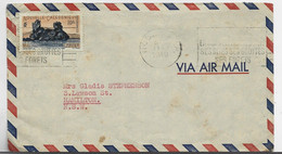 NOUVELLE CALEDONIE 10FR SEUL LETTRE COVER AVION NOUMEA 11.7.1949 TO USA - Covers & Documents