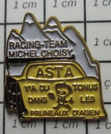 1016a Pin's Pins / Beau Et Rare / THEME : SPORTS / AUTOMOBILE RACING TEAM MICHEL CHOISY ASTA Y'A DU TONUS DANS LES PRUNE - Rallye