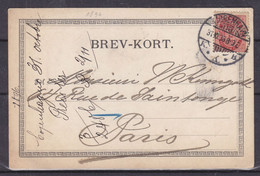 Danemark - Carte Postale De 1896 - Oblit Kjobenhavn - Exp Vers Paris - - Briefe U. Dokumente