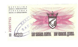 *bosnia- Herzegovina  Sarajevo  500 Dinara 1992   14b  Unc - Bosnia Y Herzegovina
