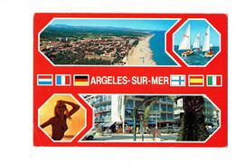 Cpm - 66 - Argeles Sur Mer - Souvenir Multivues Femme Seins Nus - Affiche Guitariste Manitas De Plata - 1988 - Argeles Sur Mer