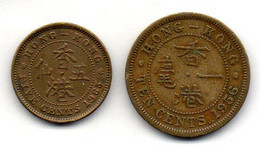 HONG KONG, Set Of Two Coins 5, 10 Cents, Nickel-Brass, Year 1956, 1965, KM # 28.1, 29.1 - Hong Kong