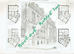 PLAN DESSIN 1898 PARIS 16° IMMEUBLE 10 RUE LEONARD DE VINCI ARCHITECTE GRANDPIERRE - Parigi