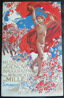 Cartolina ITALIA GENOVA INAUGURAZIONE MONUMENTO DEI MILLE 1915 ILLUSTRATORE NOMELLINI Italy Signed Postcard - Inauguraciones