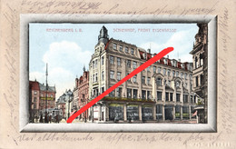 Passepartout Litho AK Reichenberg Liberec Schienhof Eisengasse Zelezna Straßenbahn Tramvaj Hotel Victoria Markt Namesti - Sudeten