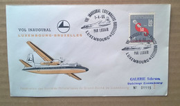 VOL INAUGURAL LUXEMBOURG-BRUXELLES 1-4-1966 - (Avion, Luxair...) - Storia Postale