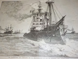 GRAVURE CUIRASSES COLBERT ET AMIRAL DUPERRE 1886 - Barcos