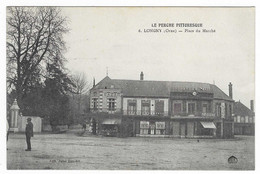 CPA LONGNY ( AU PERCHE ), PLACE DU MARCHE, CAFE DU COMMERCE, GRAND BAZAR, PATISSERIE, ORNE 61 - Longny Au Perche