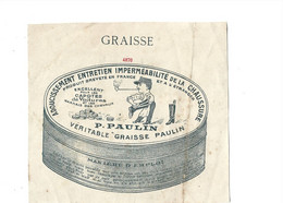 Pub Illustrée Graisse PAULIN (12.5 X 11.5cm) / Entretien Chaussures, Capotes Voitures, Harnais Chevaux - Droguerie & Parfumerie