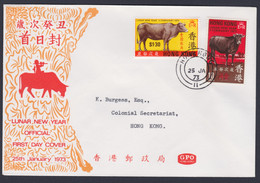 UK-HONGKONG 1973, "LUNAR NEW YEAR", FDC 25.1.1973, Serie "Year Of The Ox" - FDC