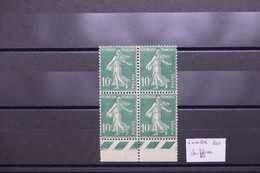FRANCE - Variété Sur N° 159 - Chiffre 0 De 10c Ouvert Dans Un Bloc De 4 Bord De Feuille - Neufs - L 128950 - Unused Stamps