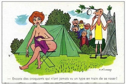 ILLUSTRATEUR - G PICHARD - HUMOUR - No 214 - Pin Up Dénudée  / Camping : Encore Des Croquants.... - Otros & Sin Clasificación