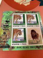 Korea Stamp Imperf Sheet Tiger Owl WWF Specimen By Official MNH - Korea, North