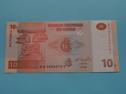 10 ( Dix ) Francs ( HA3668075C ) 2003 > Banque Centrale Du CONGO ( For Grade, Please See Photo ) UNC ! - Repubblica Del Congo (Congo-Brazzaville)