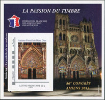 FRANCE 2013 BLOC FFAP "LA PASSION DU TIMBRE " 86ème CONGRÈS AMIENS 2013 Lettre Prioritaire " AMIENS Portail " N°11048 - FFAP
