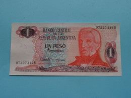 UN PESO Argentino (07.427.449 B) Banco Central De La Republica ARGENTINA ( For Grade, Please See Photo ) UNC ! - Argentine