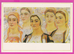 278483 / Bulgarian Painter Art Vladimir Dimitrov - Maystora - Five Beautiful Bulgarian Women With Headscarves PC 1976 - Bulgaria