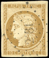 O 1 -- 10c. Bistre-jaune. Obl. PC. Légère. SUP. - 1849-1850 Ceres