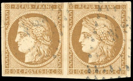 O 1a -- Paire Du 10c. Bistre-brun. Obl. Très Légère. TB. - 1849-1850 Cérès