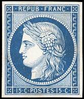 (*) 2 -- Essai Du 15c. En Bleu S/papier Bristol. TB. - 1849-1850 Ceres