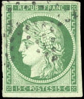 O 2 -- 15c. Vert. Obl. étoile. Belles Marges. TB. - 1849-1850 Ceres