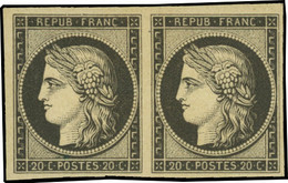 * 3 -- 20c. Noir. Paire. Grande Fraîcheur. SUP. - 1849-1850 Ceres