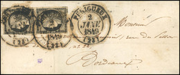 O 3 -- Paire Du 20c. Noir Obl. CàD Type 13 De PERIGUEUX Du 2 Janvier 1849 S/lettre Avec Répétition Du Cachet à Destinati - 1849-1850 Ceres