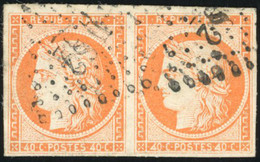 O 5e -- Paire Du 40c. Orange. Obl. ''4'' Retouché Très Visible Tenant à Normal. TB. RR. - 1849-1850 Cérès