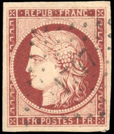 O 6B -- 1F. Carmin-brun Clair. Nuance Exceptionnelle. SUP. - 1849-1850 Cérès