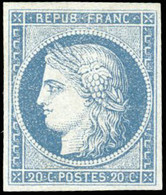 * 8b -- 20c. Bleu Sur Azuré Dit ''ASTUC''. SUP. - 1849-1850 Cérès