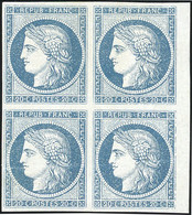 * 8b -- 20c. Bleu Sur Azuré. Bloc De 4. BdeF. SUP. - 1849-1850 Cérès