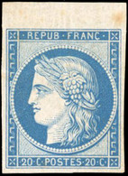 * 8f -- 20c. Bleu. Réimpression. Points De Rouille. Haute De Feuille. B. - 1849-1850 Cérès