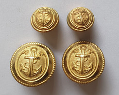 Lot De 4 Boutons Marine Ancre - A.M & Cie Paris - 2 Diam 25 Mm Et 2 Diam 15 Mm - Buttons