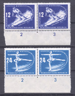 Germany, DDR, 1950, Winter Sports, Downhill Skiing, Figure Skating, MNH Pairs, Michel 246-247 - Neufs