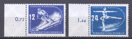 Germany, DDR, 1950, Winter Sports, Downhill Skiing, Figure Skating, MNH, Michel 246-247 - Neufs