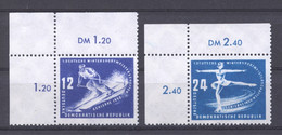 Germany, DDR, 1950, Winter Sports, Downhill Skiing, Figure Skating, MNH, Michel 246-247 - Neufs