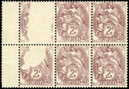 ** 108 -- 2c. Brun-lilas. Type IB. Bloc De 6. BdeF. Variété De Manque D'impression Sur 2 Timbres Tenant à Normaux. SUP. - Autres & Non Classés